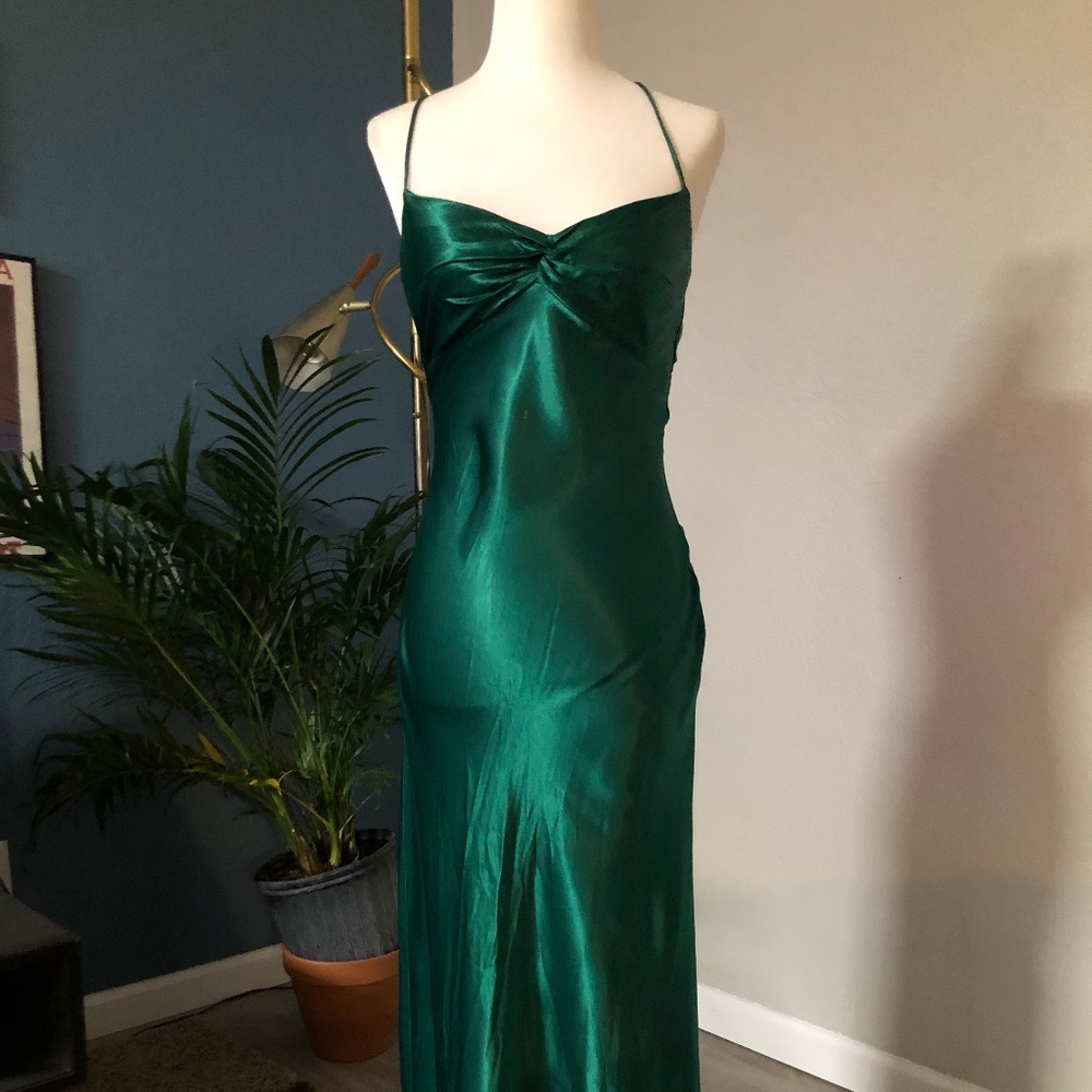 Emerald Green Satin Prom Dress